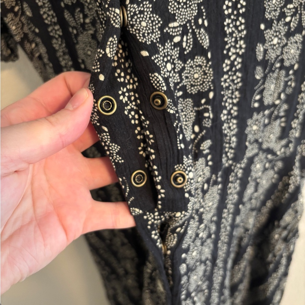 THE GREAT. Black Floral Button-Front Maxi Dress - Picture 3 of 9
